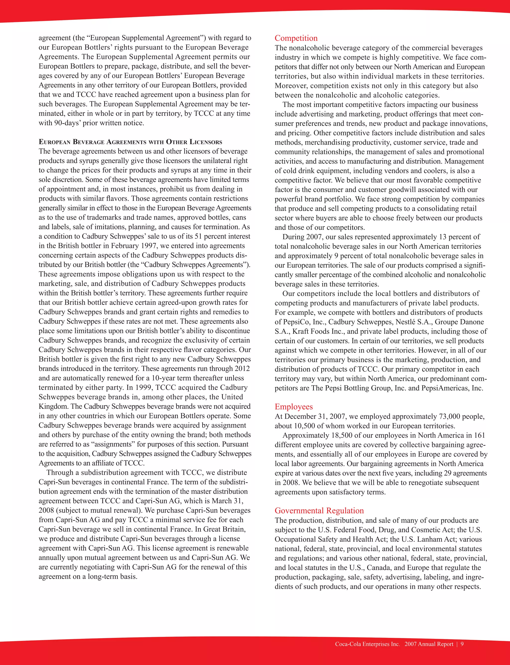 coca cola enterprises annual reports 2007