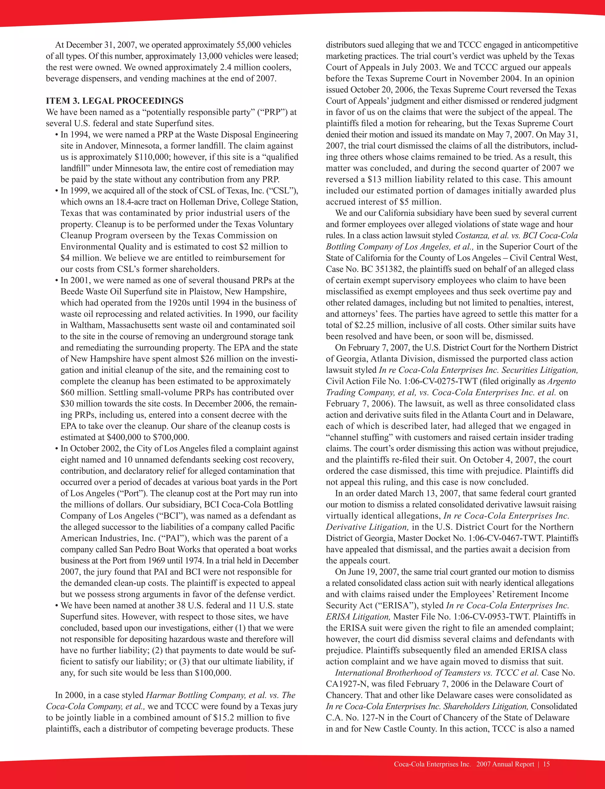 coca cola enterprises annual reports 2007
