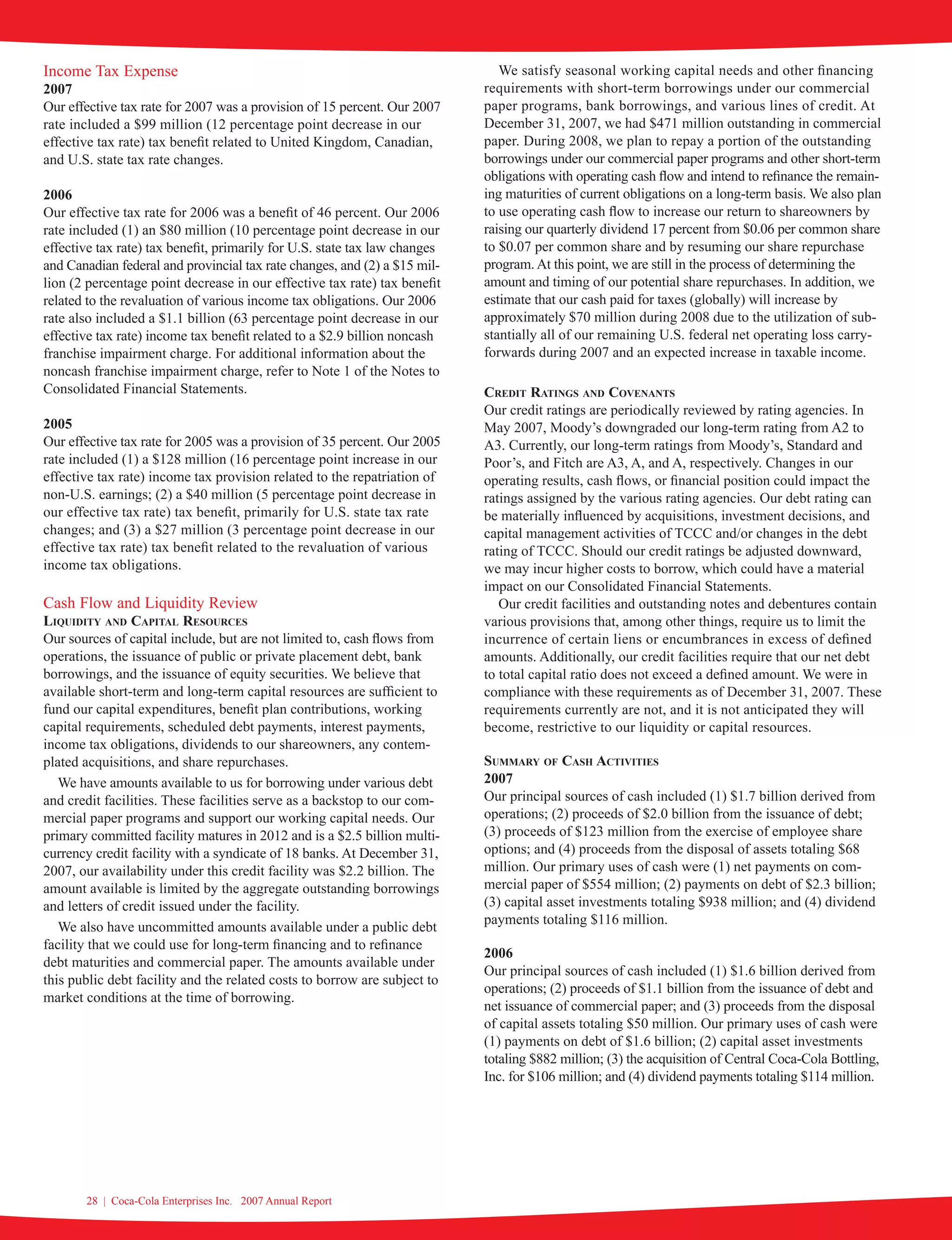 coca cola enterprises annual reports 2007