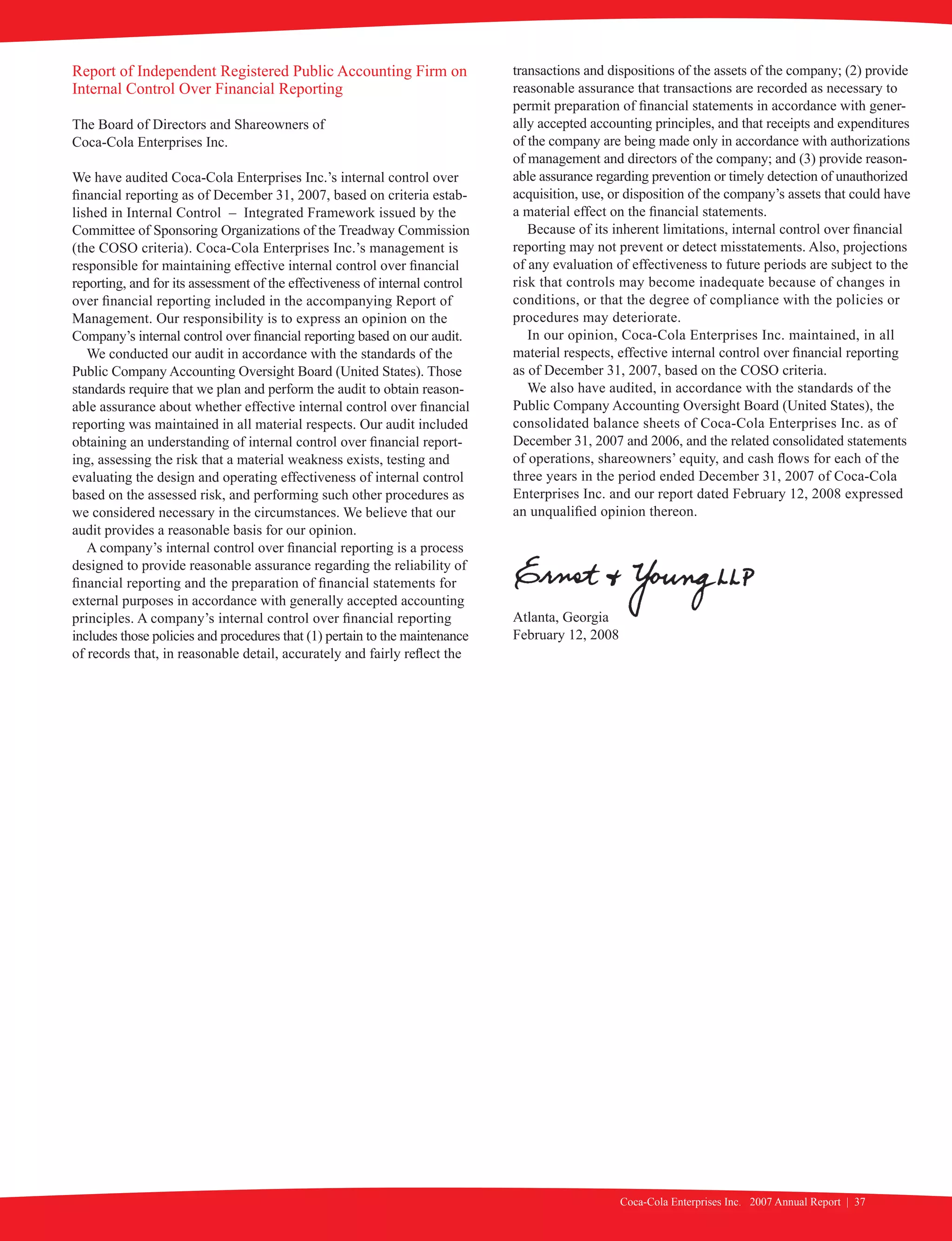 coca cola enterprises annual reports 2007