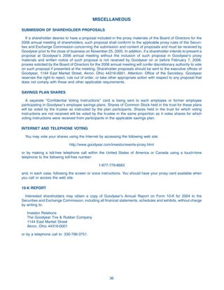 goodyear Proxy Statement 2005