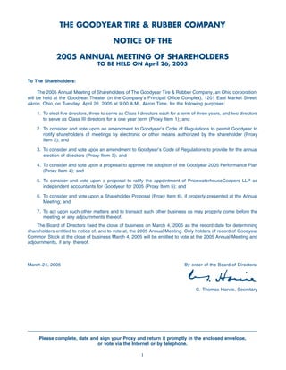 goodyear Proxy Statement 2005