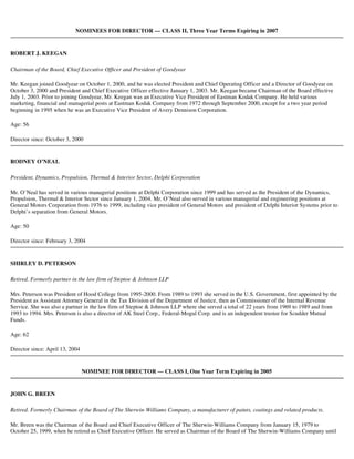 goodyear Proxy Statement 2004