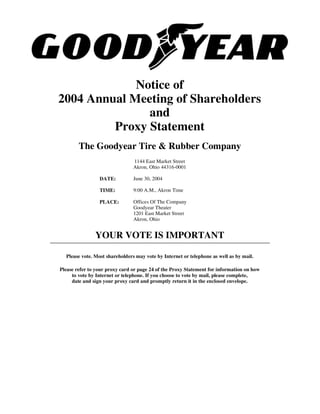 goodyear Proxy Statement 2004