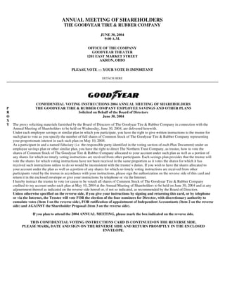 goodyear Proxy Statement 2004