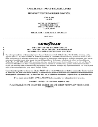 goodyear Proxy Statement 2004