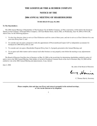 goodyear Proxy Statement 2004