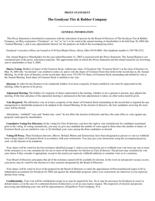 goodyear Proxy Statement 2004