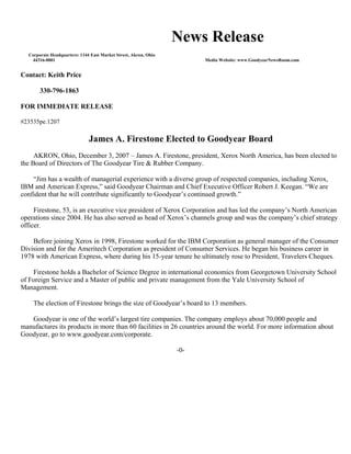 goodyear 8K Reports 12/04/07