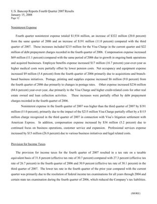 u.s.bancorp4Q 2007 Earnings Release 