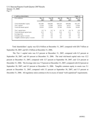 u.s.bancorp4Q 2007 Earnings Release 