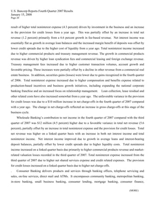 u.s.bancorp4Q 2007 Earnings Release 