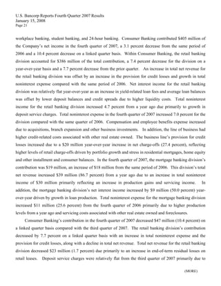 u.s.bancorp4Q 2007 Earnings Release 