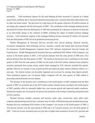 u.s.bancorp4Q 2007 Earnings Release 