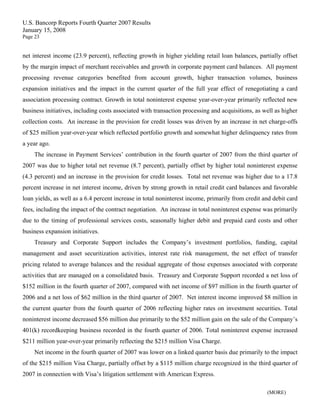 u.s.bancorp4Q 2007 Earnings Release 