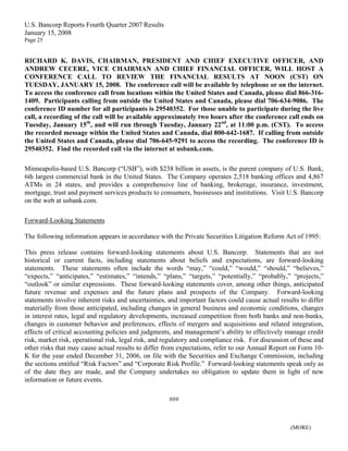 u.s.bancorp4Q 2007 Earnings Release 