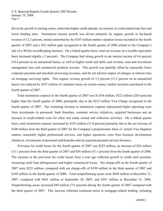 u.s.bancorp4Q 2007 Earnings Release 