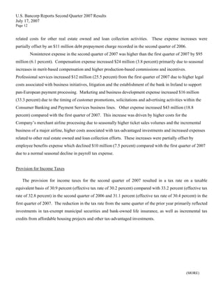 u.s.bancorp2Q 2007 Earnings Release