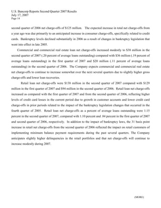 u.s.bancorp2Q 2007 Earnings Release