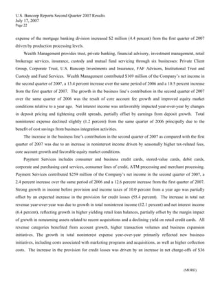u.s.bancorp2Q 2007 Earnings Release