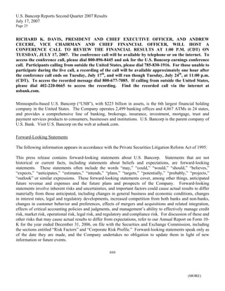 u.s.bancorp2Q 2007 Earnings Release