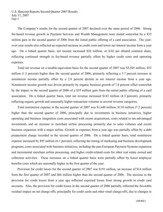u.s.bancorp2Q 2007 Earnings Release