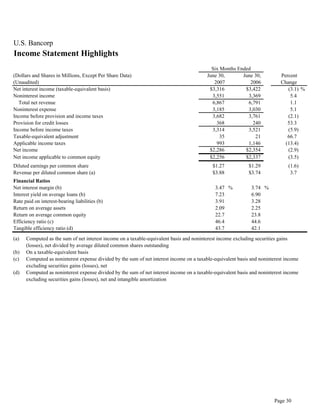 u.s.bancorp2Q 2007 Earnings Release
