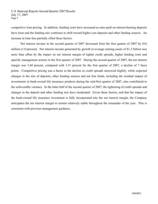 u.s.bancorp2Q 2007 Earnings Release