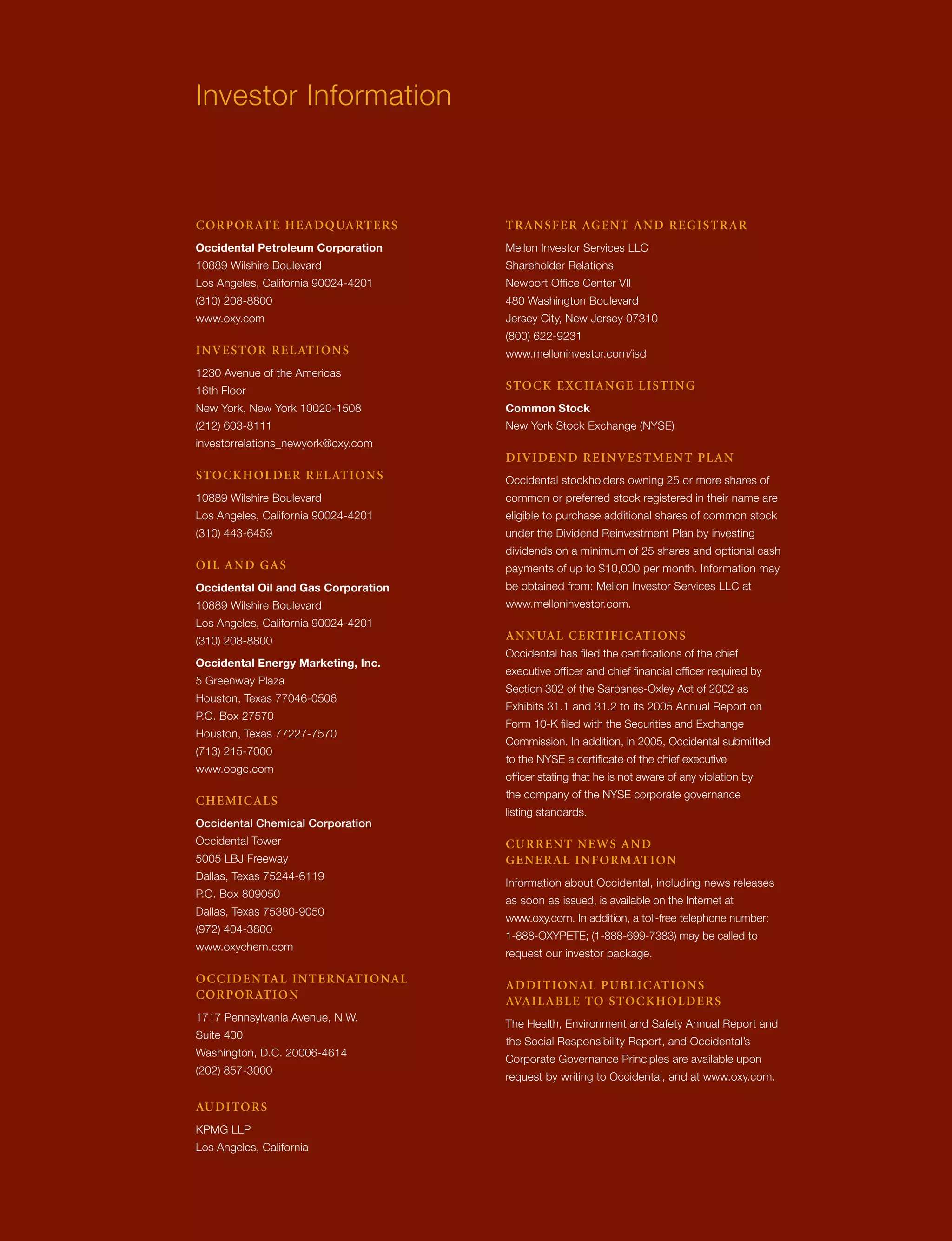 occidental petroleum 2005 Annual Report