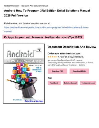 Android How to Program 3rd Edition Deitel Solutions Manual | PDF