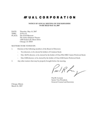 ual 2007 Proxy Statement
