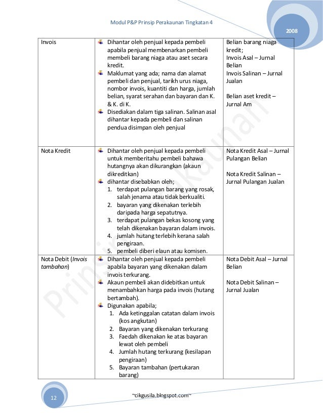 Nota Tingkatan 4 Prinsip Perkakaunan