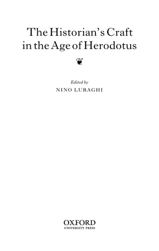 The Historians Craft In The Age Of Herodotus Nino Luraghi | PDF