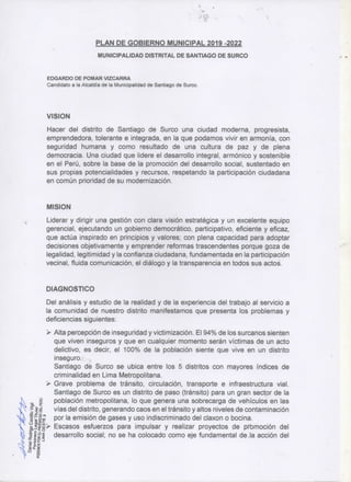 Plan de gobierno Edgardo De Pomar Vizcarra