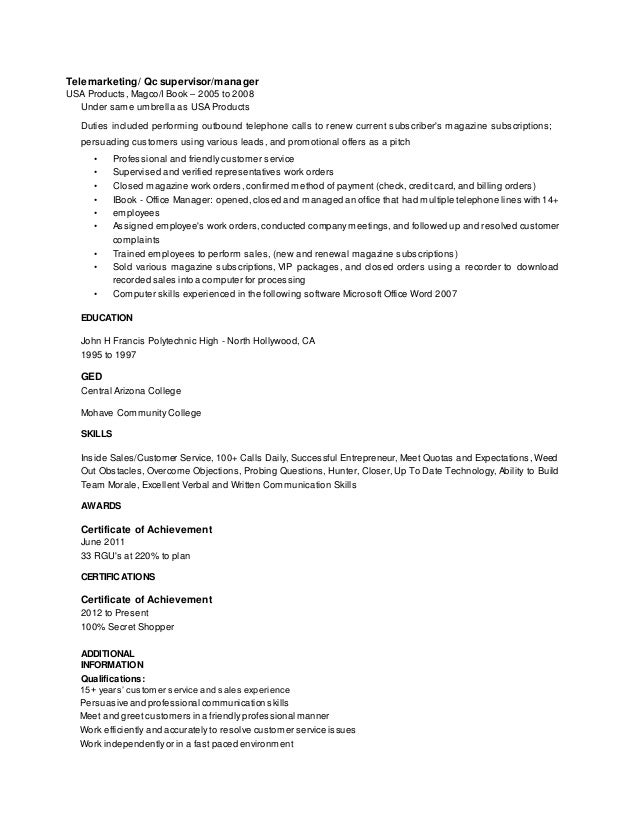 customer service resume skills