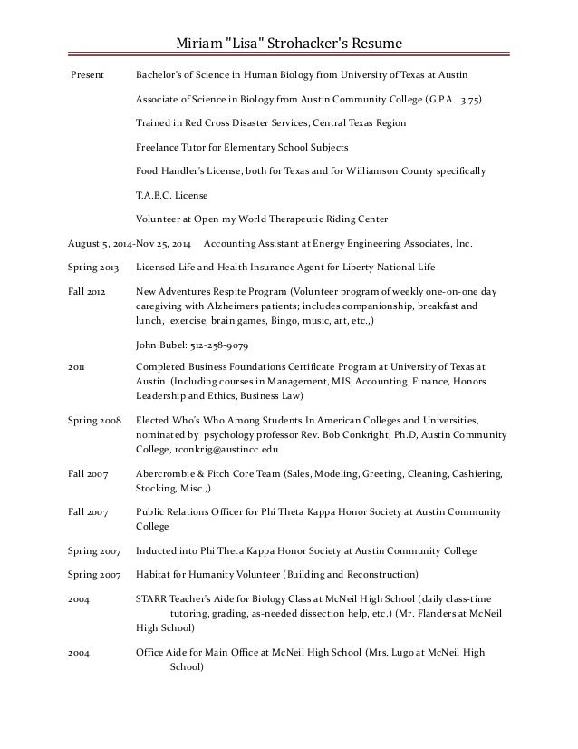 lisa resume dates