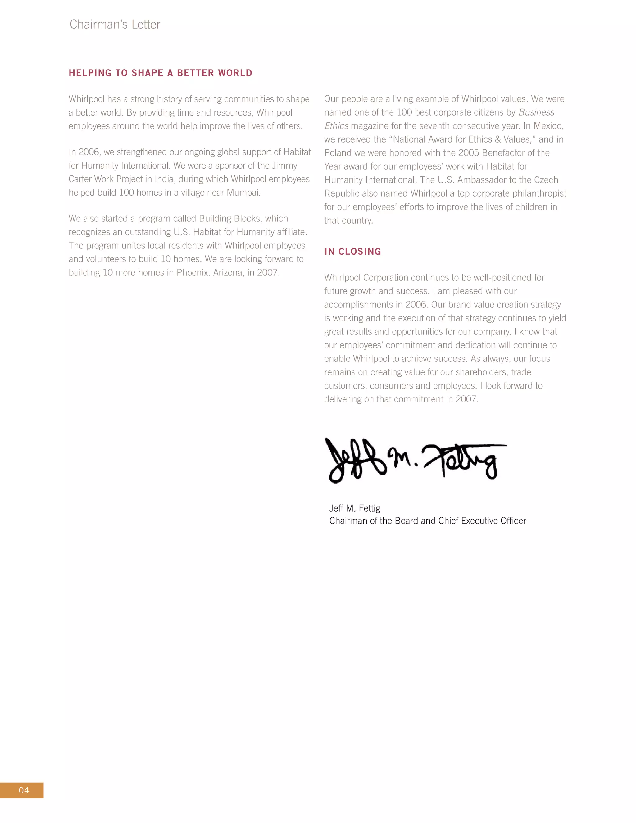 whirlpool Annual Report2006