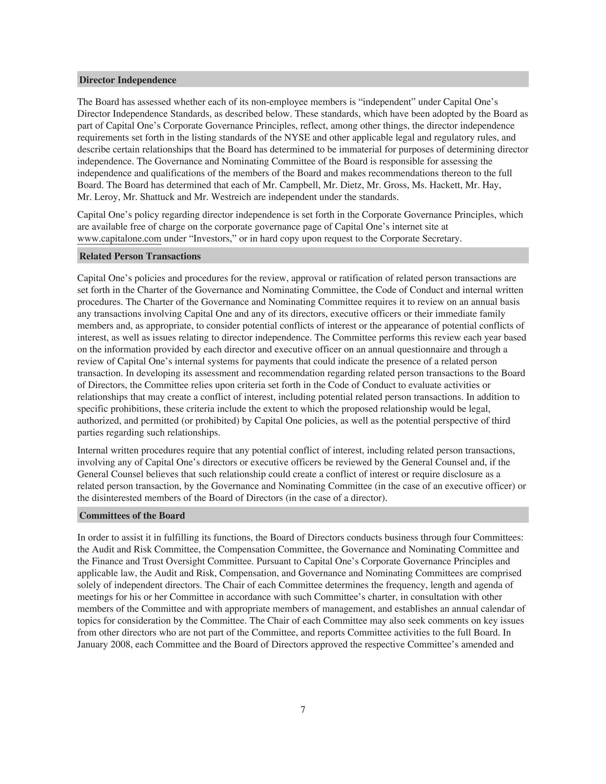 capital one 2008 Proxy Statement