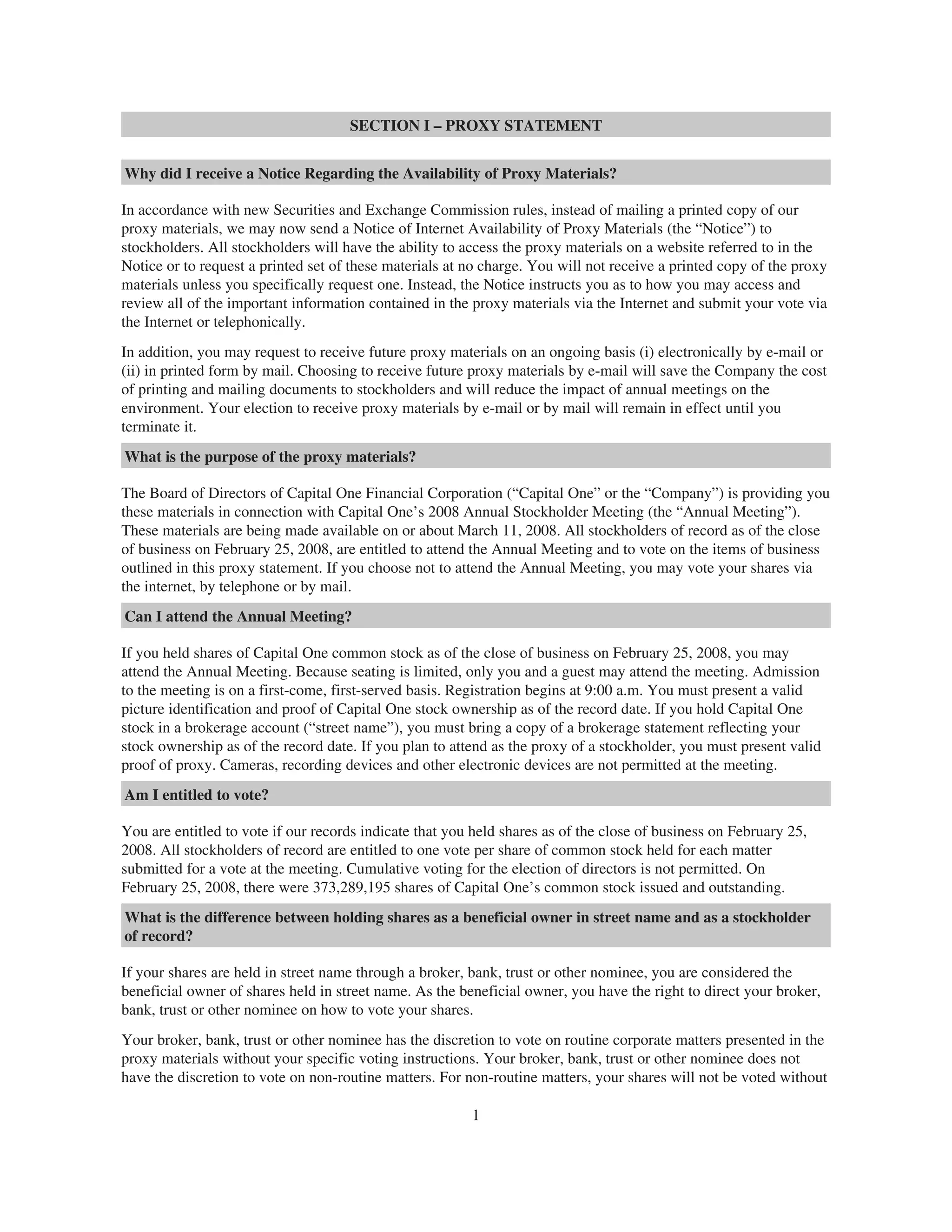 capital one 2008 Proxy Statement