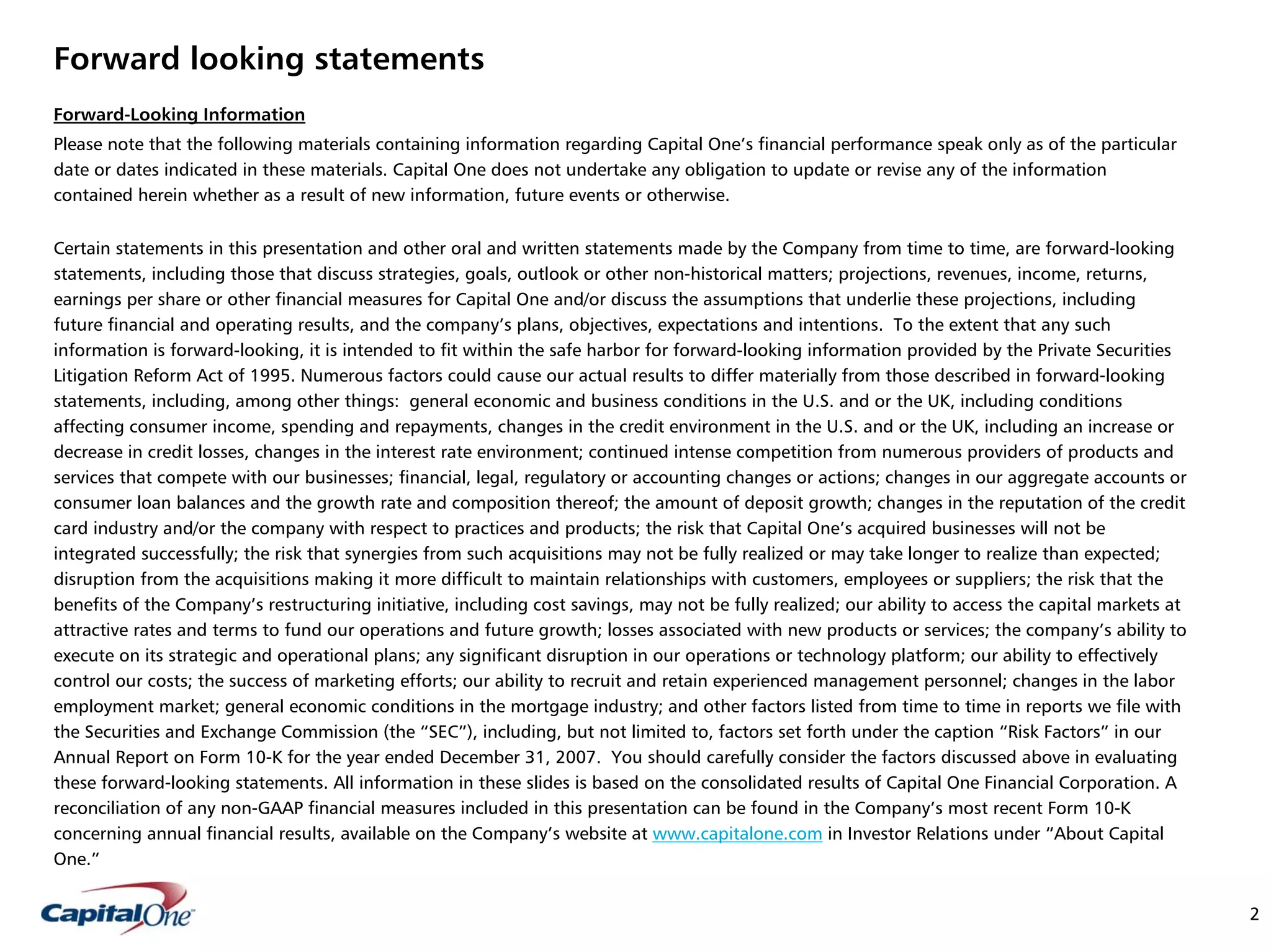 capital one Keefe, Bruyette & Woods, Inc. Diversified Financial Services Conference Presentation