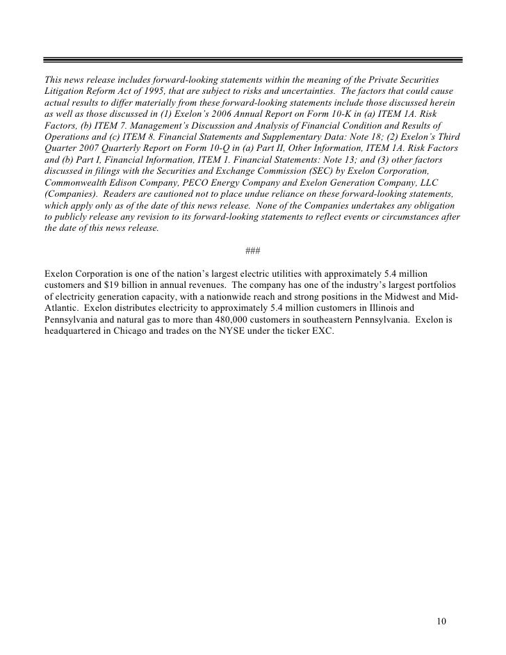 Exelon investor relations