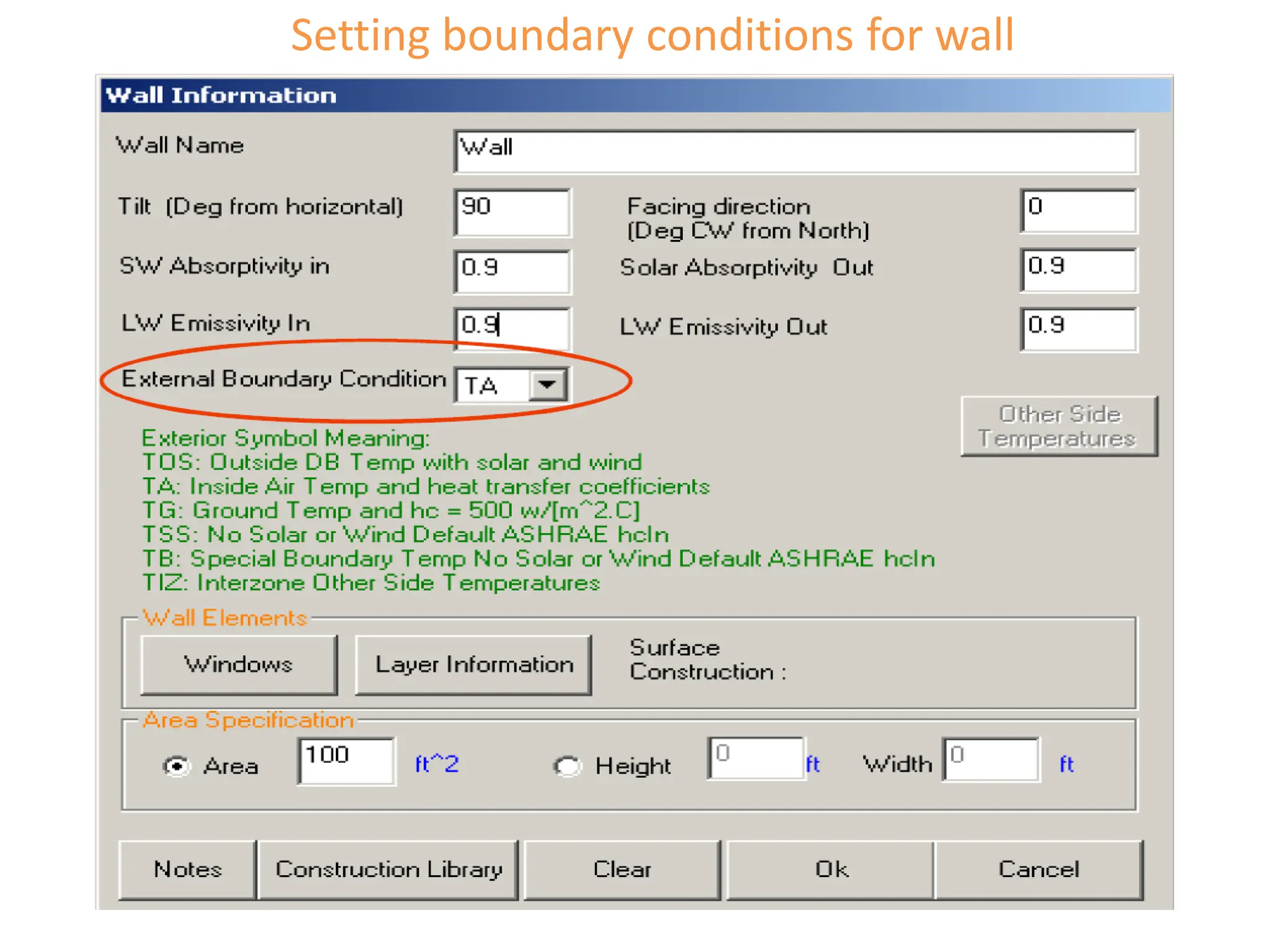 Setting boundary conditions for wall
 