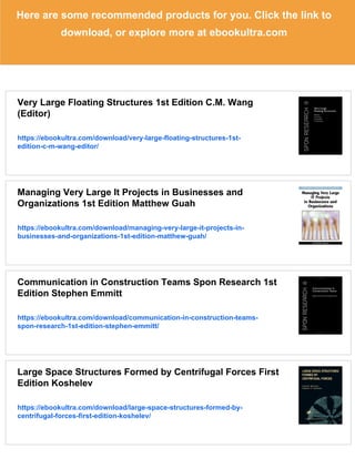 Very Large Floating Structures Spon Research 1st Edition C.M. Wang | PDF
