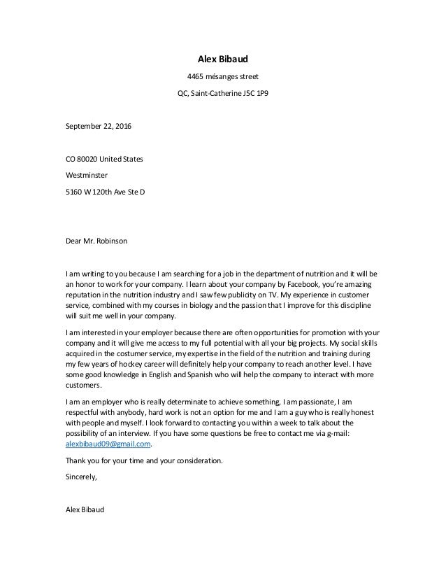 Cover Letter The Real One