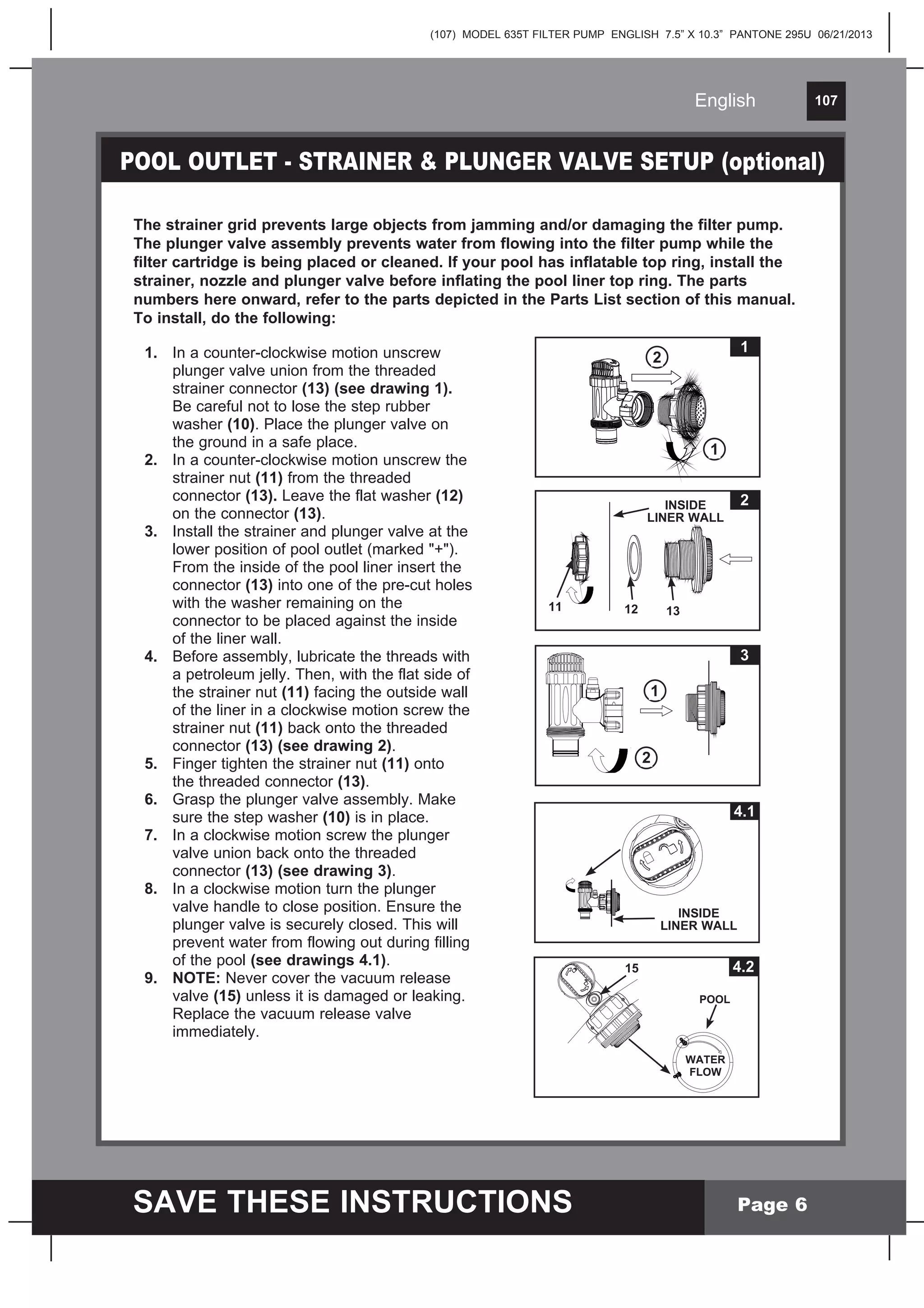 Krystal Clear Model 635T filter Pump Manual PDF First Aid Injuries