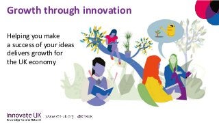 Growth through innovation
Helping you make
a success of your ideas
delivers growth for
the UK economy
 