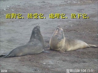 面對它、接受它、處理它、放下它。




22/35         聖嚴法師 108 自在
 