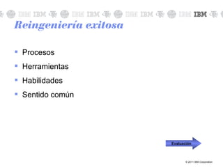 Reingeniería exitosa Procesos Herramientas  Habilidades  Sentido común Evaluación 