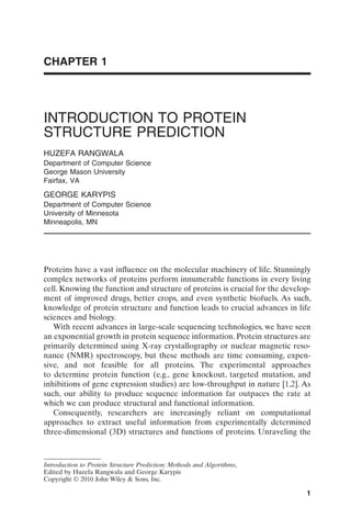 Introduction To Protein Structure Prediction Methods And Algorithms ...