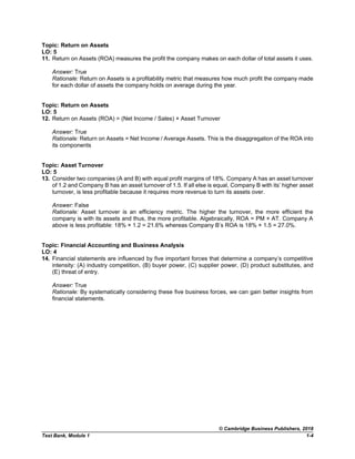Financial Statement Rationale Comprehensive Test Bank for Financial Statement Analysis and Valuation ...